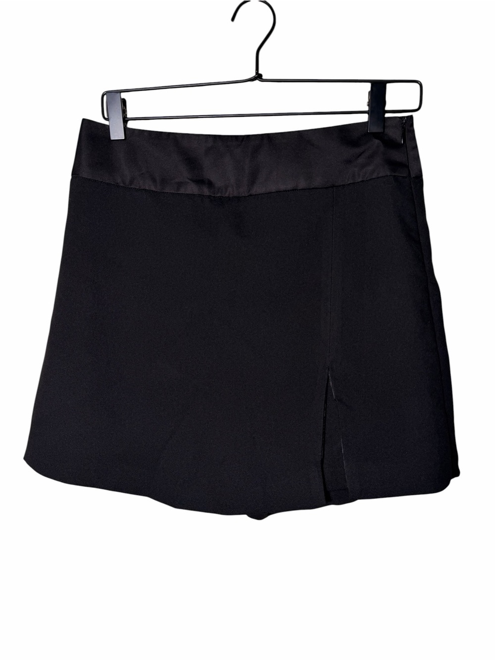 Commense Black Mini Skirt with Front Slit Detail